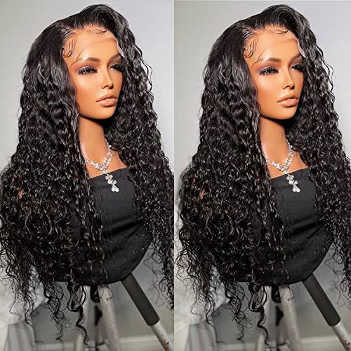 Water Wave Lace Front Wigs Human Hair Wigs for Black Women 5x5 HD Glueless Lace Closure Wigs Human Hair Pre Plucked with Baby Hair Wet and Wavy Wigs Human Hair 220% Density Natural Color 26inch - Image 5
