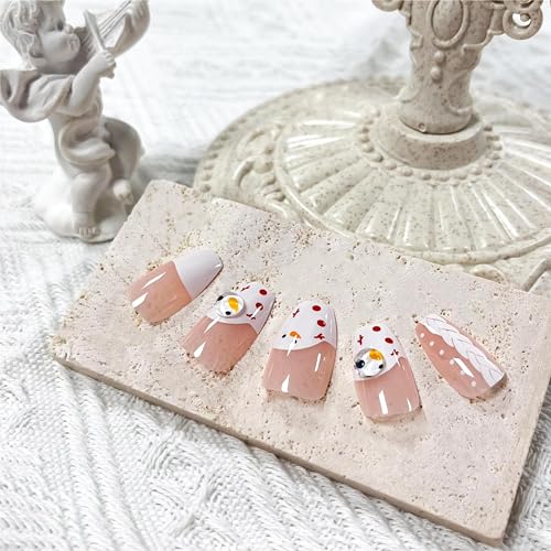 Reusable Press On Nails - French Tip Acrylic Coffin False Nail with Glue - Fake Gel Kit for Women or Girls - Beautiful Shape Artificial Finger Manicure - 12 Different Sizes - Short to Long | 24 Pack - Image 4