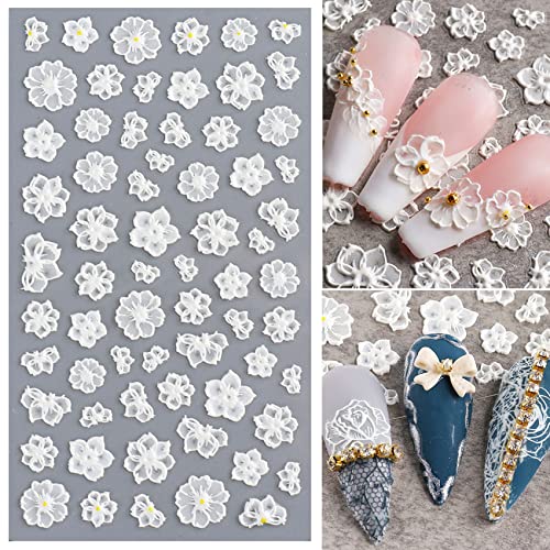TailaiMei 4 Sheets Flower Nail Art Stickers 5D Exquisite Embossed Nail Decals, Self-Adhesive Carving Design Daisy Rose Nail Decoration for Women DIY - Image 3