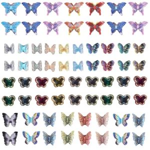 100Pcs 3D Butterfly Nail Charms Mix Color Variety Assorted Butterfly Nail Art Charms Cute Butterfly Nail Charms for Manicure DIY Crafts Accessories Jewel