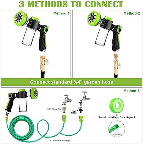 Pup Jet Dog Washing Hose Attachment 8 Way Spray Mode with Thicken Soap Dispenser Bottle Thumb Control Design Equiped Dog Nail Clipper,Nail File and Dog Bath Brush for Pet Bathing (Green) - Image 7