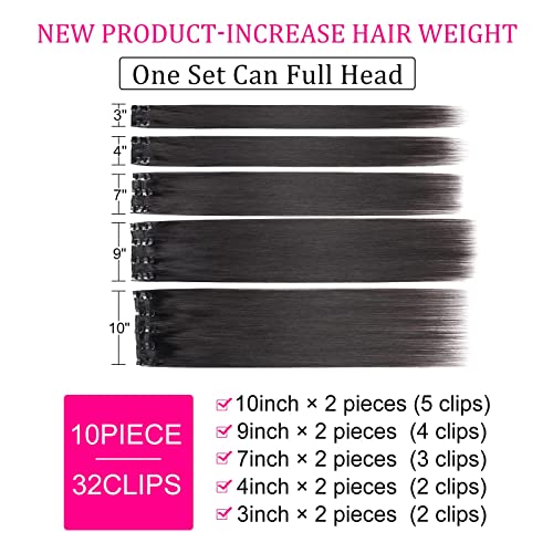 Full Head Straight Human Hair Clip ins Extensions for Black Women 16 Inch 200g Straight Human Hair Clip in Extensions 8A Unprocessed Brazilian Human Hair Real Soft and Silk Straight Hair Clip in Extensions Natural Black 10Pcs/Set with 32 Clips - Image 7