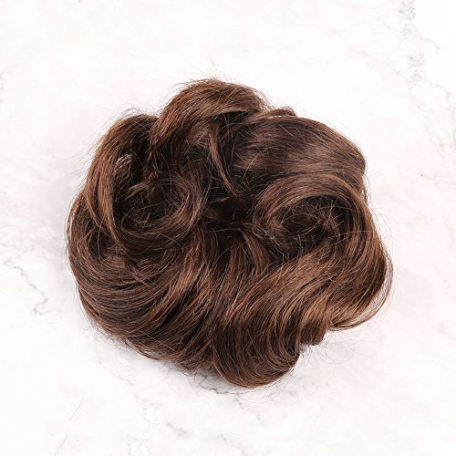 Bella Hair Messy Bun Hair Piece Real Human Hair Scrunchies for Women Instant Curly Up-do Hair Extension (#2 Dark Brown) - Image 2