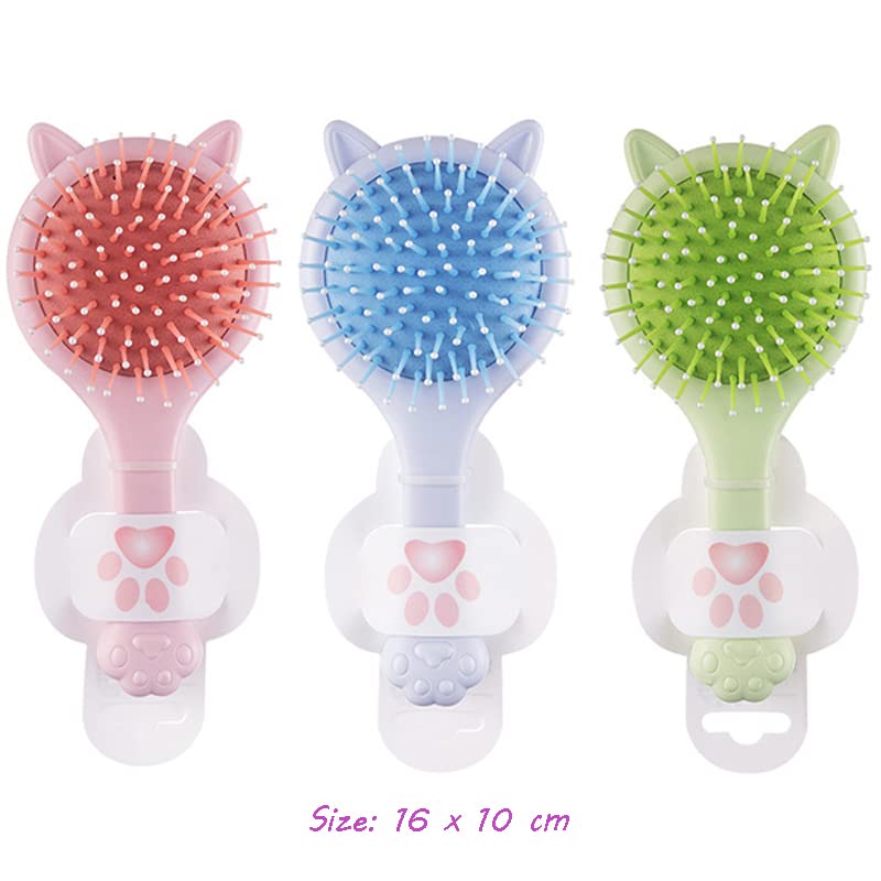 Cute Pink Cat Ear Detangler Hair Brush with Mirror for Kids and Girls - Image 5