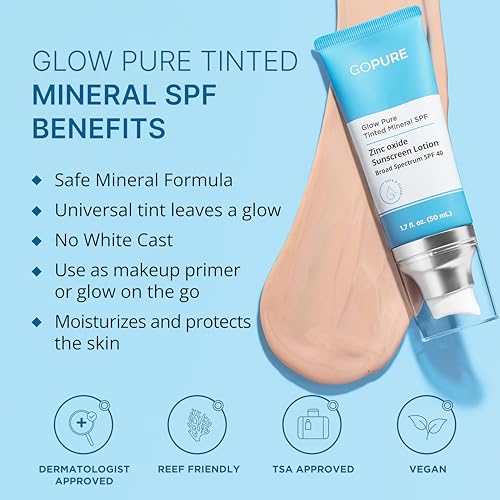 GoPure Glow SPF 40 Tinted Mineral Sunscreen Natural Reef-Friendly 3 oz - Image 2
