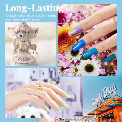 Beetles Gel Polish Nail Set 20 Colors Fantasyland Collection Pastel Bright Pink Purple Navy Blue Green Glitter Led Soak Off & Beetles Nail Art Brushes Set Gel Polish Nail Art Design Pen Painting Tools - Image 4
