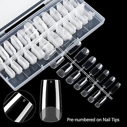 Medium Square Gel X Nail Tips Extension, 240PCS Clear Soft Gel Full Cover Nail Tips, M Square Press On False Nail Tips for Salons, and DIY Nail Art at Home (12 Sizes) - Image 4