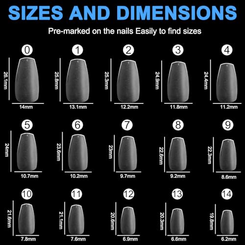 360 Long Matte Soft Gel Coffin Full Cover Acrylic Nail Tips - 15 Sizes - Image 5