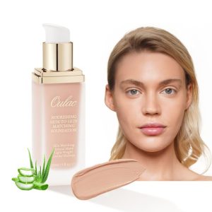 Oulac Foundation for Mature Skin | Medium to High Coverage Matte Makeup | Moisturizing and Nourishing Creamy Foundation, Nude foundation Vegan 30m