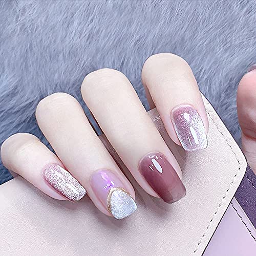 VERONNI 15ml Purple Glitter Cat Eye Magnetic Nail Polish for Stunning Manicures - Image 4