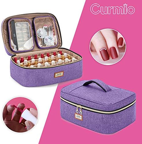 CURMIO Nail Polish Carrying Case Holds 40 Bottles (15ml/0.5 fl.oz), Nail Polish Travel Storage Bag with 2 Detachable Transparent Pouches and Portable Handle, Patented Design, Bag Only - Image 7