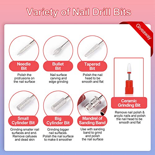 Electric Nail Drill Machine CIICII Professional 66-Piece Cordless Rechargeable Nail File Set for Acrylic Nails and DIY Manicure Pedicure - Image 8