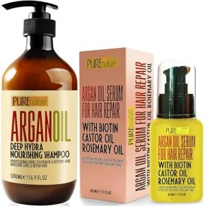 Moisturizing Moroccan Argan Oil Shampoo and Hair Serum 16 oz for Soft Healthy Hair