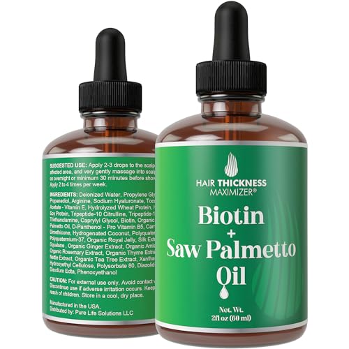 Biotin Saw Palmetto Hair Growth Oil Vegan Serum with Vitamin E Amla 2oz