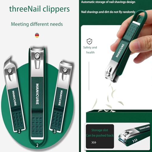 6-Piece Dark Green Stainless Steel Nail Care Tool Set Splash-Proof Design - Image 3