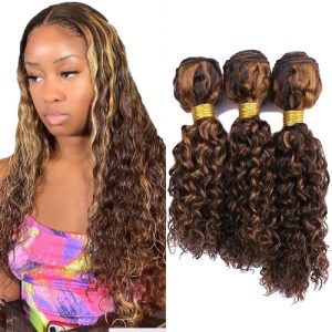 Brown Bundles Human Hair P4/30 Ombre Bundles Highlight Kinky Curly Human Hair Bundles 12 14 16 Inch Two Tone Honey And Brown Highlight P4/30 Bundles Human Hair 8A Brazilian Ombre Kinky Curly Hair 300g