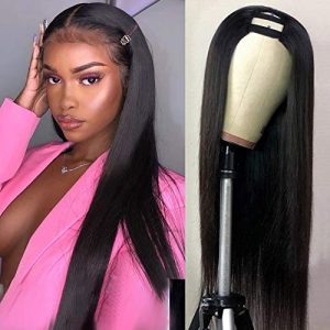 Nvnvdij U Part Wigs Straight Human Hair 250% Density Glueless Straight Brazilian Human Hair Wigs for Black Women No Sew in NO Glue Natural Color (22 Inch, 250% Density U Part Wig)