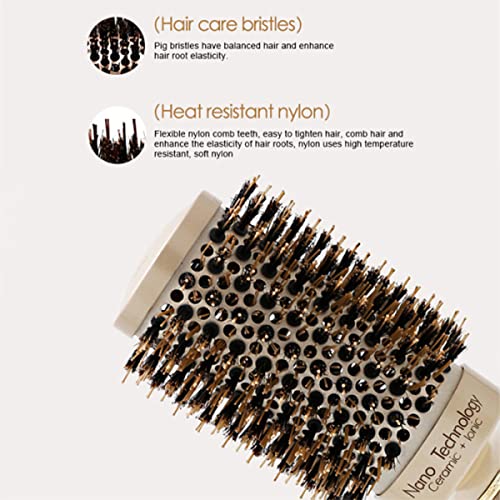 Professional Detangling Hair Round Brush with Non-Slip Handle, Ceramic Nano Coating, Nylon Bristles - Image 7