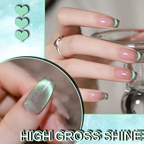 Crystal Cat Eye Gel Polish Kit 9D Holographic Magnetic Nail Art Diamond Green - Image 7