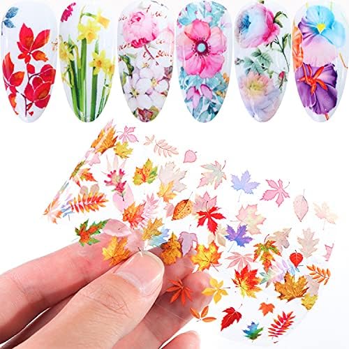 10 Sheets Foil Nail Art Stickers Transfer Sticker Maple Leaf Nail Foils Nail Art Supplies Flower Nail Set Butterfly Nail Decoration for Women Girls Decoration Manicure Design - Image 3