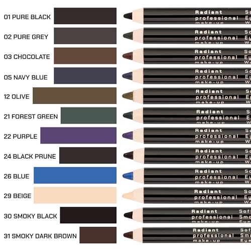 Radiant Professional Softline Waterproof Eye Pencil with Smudging Tool - Long Lasting Under Eye Liner for Women, For the Perfect Smoky Eye, Pure Grey (02) - Image 2
