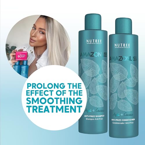 Amazonliss Home Care Anti Frizz Shampoo and Conditioner, Brazilian Bottox Expert 8.8 oz, Brush Set - Anti Frizz Action, Ultra Hydration, Detangle, Deep Conditioning, Nourishing (8.45 fl.oz Set) - Image 5
