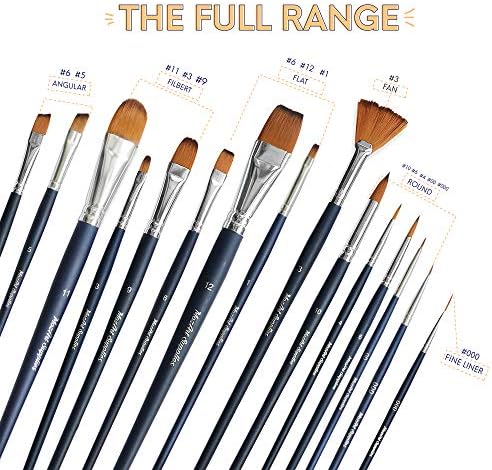 15 Piece Professional Paint Brush Set with Organizing Case for Watercolor, Acrylic, Gouache, Oil - Image 2