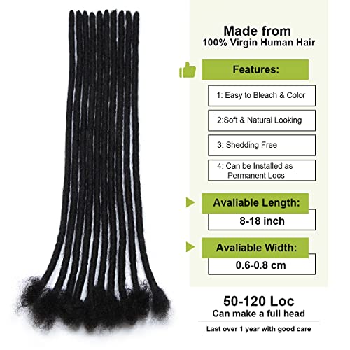 30 Pcs 100% Human Hair Dreadlock Extensions, Short 8 In 0.6cm Pencial Size Dreads Locs Extensions Human Hair for Women and Men, Handmade Permanent Locs Extensions Bundles - Image 4