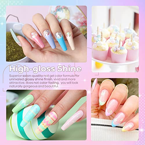 modelones Gel Nail Polish Set, 6 Colors 2024 Spring Gel Polish Kit Bright Pastel Macaron Candy Nail Polish Gel Pink Mint Green Blue Purple Gel Nail Soak Off Nail Art Manicure Gift DIY Salon - Image 5