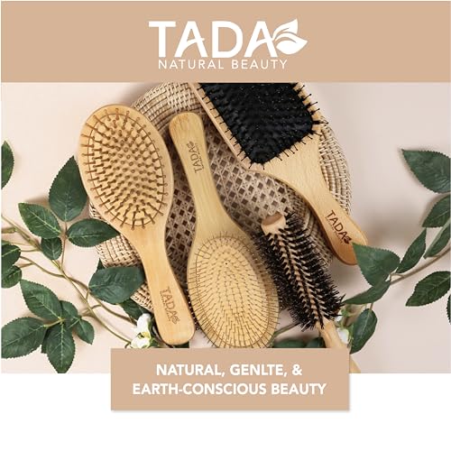 Tada Natural Beauty Bamboo Hair Brush l Wooden Comb l Bamboo Brushes for Wet Dry Curly Thick Straight Hair l Detangling Hairbrush for Women, Men, and Kids (Mini Wood Brush) - Image 7