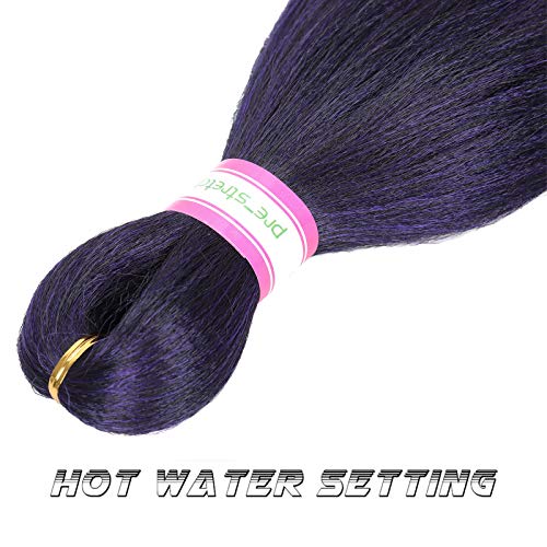 Pre-Stretched 20 Inch Yaki Straight Synthetic Braiding Hair Extensions 8 Packs #T1B/Purple - Image 3