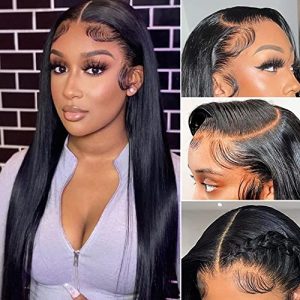 13x4/13x6 HD Transparent Lace Front Human Hair Wigs PrePlucked 4x4 Closure Wig Brazilian Straight Lace Frontal Wig (13x6 HD Frontal Wig, 22 inches)