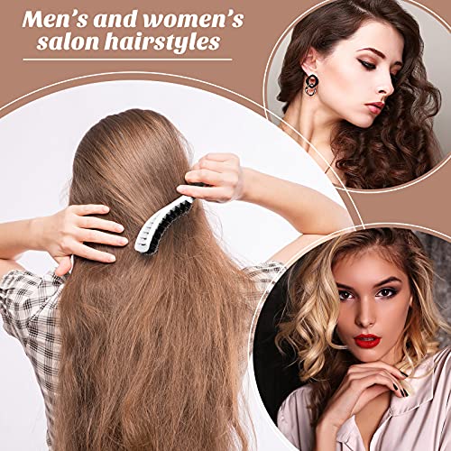 3 Pieces Curved Vented Boar Bristle Hair Brushes Fast Dry Detangling Hair Brush Curved Vented Styling Hair Brush Fast Blow Drying Hair Brush for Wet, Long and Curly Hair (Black, White, Gold) - Image 4