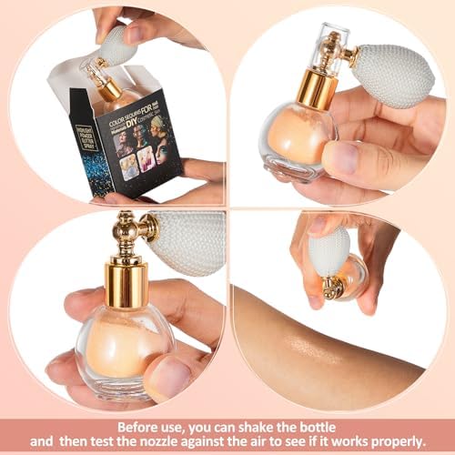 2 Piece Cosmetic Body Glitter Spray Set Silver Nude Pink Shimmer with Refills for Hair Face Nails - Image 4