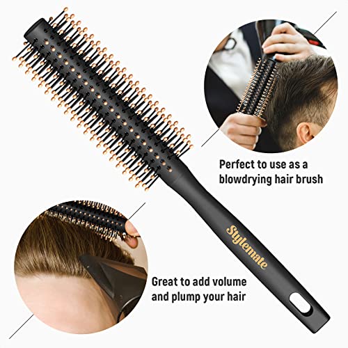 Hair Styling Combs and Brush Set For Men - Quiff Roller Brush For Adding Volume, Mens Styling Combs For Quiff, Pompadour, Slicked-back, Fauxhawk, Undercut - Image 2