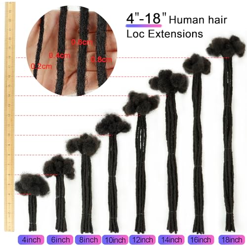 Loc Extensions Human Hair Dread Extensions Dreadlock Extensions Human Hair for Women Men Kids 0.4 cm 10 Inch 10 Strands Full Head 100% Handmade Permanent Real Human Hair Locs Can be Dyed Bleached - Image 5