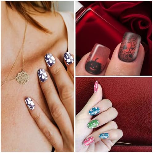 WOKOTO Halloween Nail Polish Stickers Full Wraps 5 Sheets for Short Nails with File - Image 3