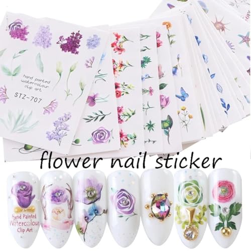 24 Sheets Spring Flower Nail Art Stickers Water Transfer Decals for Acrylic Nails - Image 3