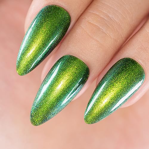 RARJSM Chameleon Glitter Gel Nail Polish Green to Blue Color Changing Pigments Gel Polish 15ML Multichrome Holographic Sparkle Shimmer Nail Gel Varnish Soak Off Curing Requires DIY at Home Salon - Image 2