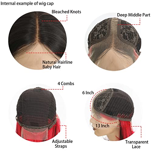 HD Lace Front Wig Ombre Highlight HD Transparent Lace Bob Wigs Human Hair 150% Density (Pink, 10 Inch) - Image 5