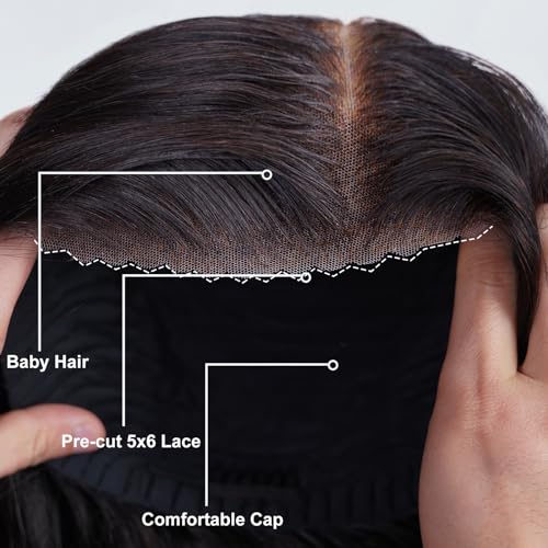 Arabella Hair 12 inch 5x6 Bob Wig Human Hair Real 210% Density Ready to Go Glueless Wig 12a Straight Bob Wigs Human Hair Pre Cut Lace Pre Bleached Tiny Knots (12 inch, 5x6 Glueless Bob) - Image 7
