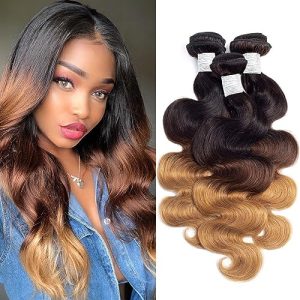 Wingirl 10A Grade Ombre Body Wave Virgin Human Hair Extensions 12 14 16 Inch Bundle