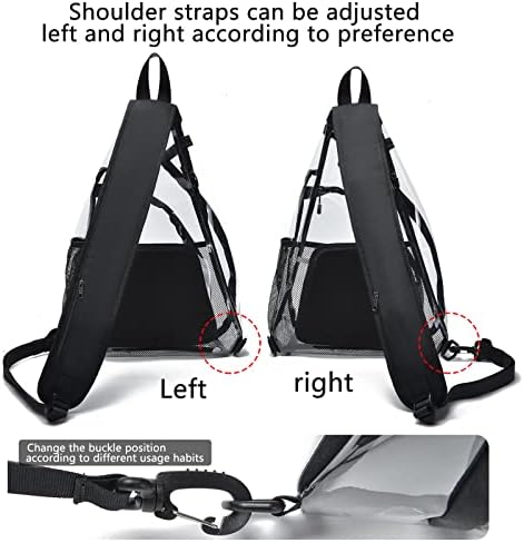Clear Sling Bag,Transparent Crossbody Bag with Reflective Belt,Zipper Shoulder Pocket, Breathable Back Cushion - Image 4