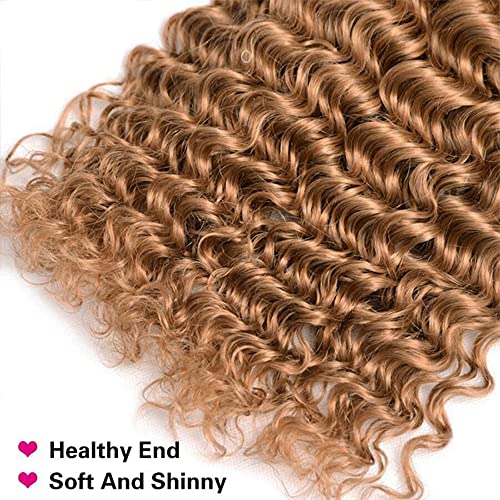 REMY HAIR Brazilian Human Hair Bundles Deep Wave Hair Bundles Honey Blonde Color Hair Extensions 16 Inch - Image 6