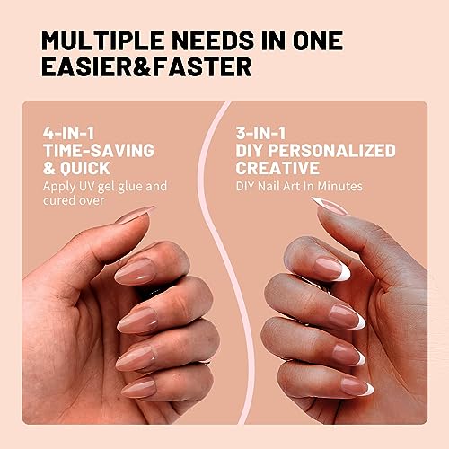 Gel Nail Tips Short Almond Nails - Funmarcy Brown 3 in 1 Matte Nail Tips & 4 in 1 X Coat Soft Gel Nail Tips, Tip Primer & Base Coat Cover, Full Cover Fake Nails(150 PCS 15 Size) - Image 2