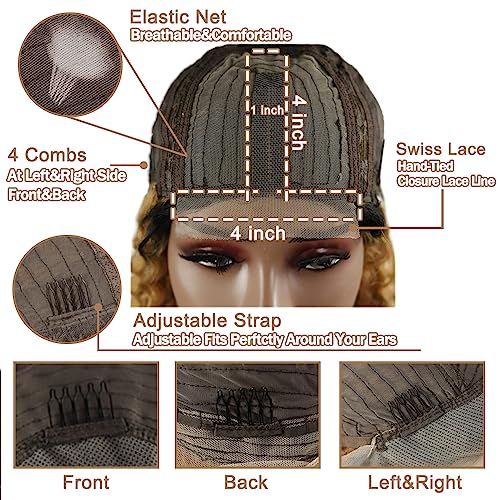 27 inch Lace Front Honey Blonde Wig Human Hair 26 Inch Deep Wave Wig Human Hair 4X1 Hd Transparent Lace Closure Wig Brazilian Virgin Hair Blonde Wig Glueless Pre Plucked With Baby Hair - Image 5