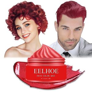 Temporary Hair Wax Color,Red Hair Wax Color Non-Toxic Instant Hair Color Cream Temporary Washable Natural Hair Pomades Hairstyle Wax For Men & Women Party Cosplay Halloween DIY Hair Color Dye (red)