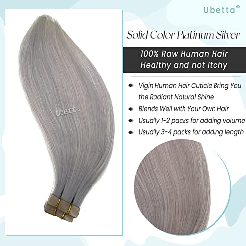 Platinum Silver Remy Human Hair Tape In Extensions 20 Pieces 22 Inch - Image 5