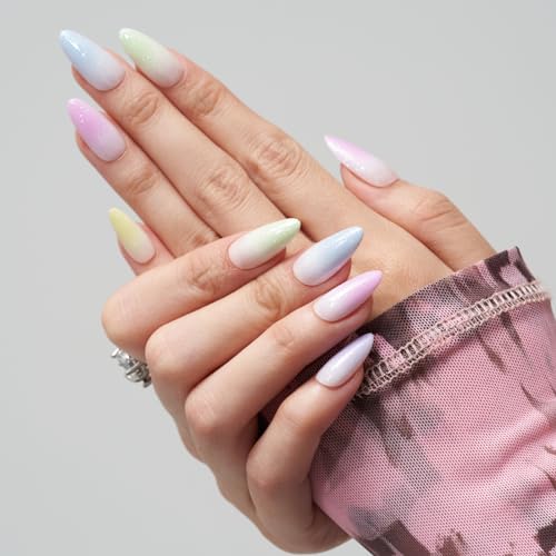 GLAMERMAID Medium Almond 24 Pcs Colorful Reusable Acrylic Press on Nails - Image 5