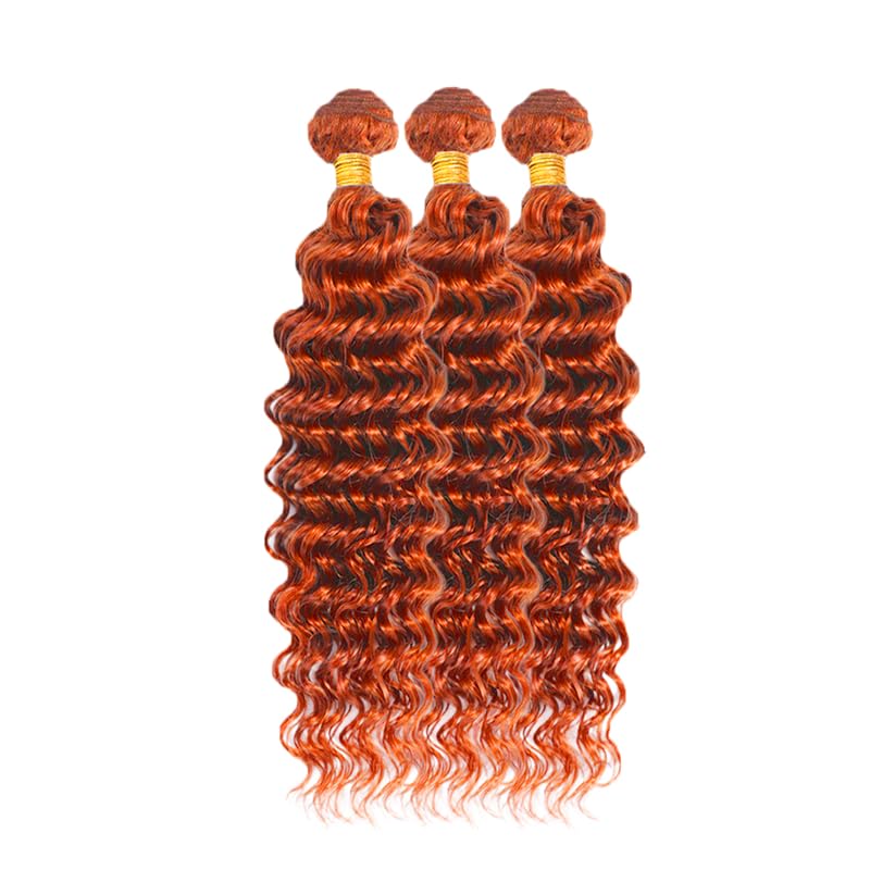 34 Inch Orange Ginger Deep Wave Brazilian Remy Human Hair 3 Pack Bundles - Image 7